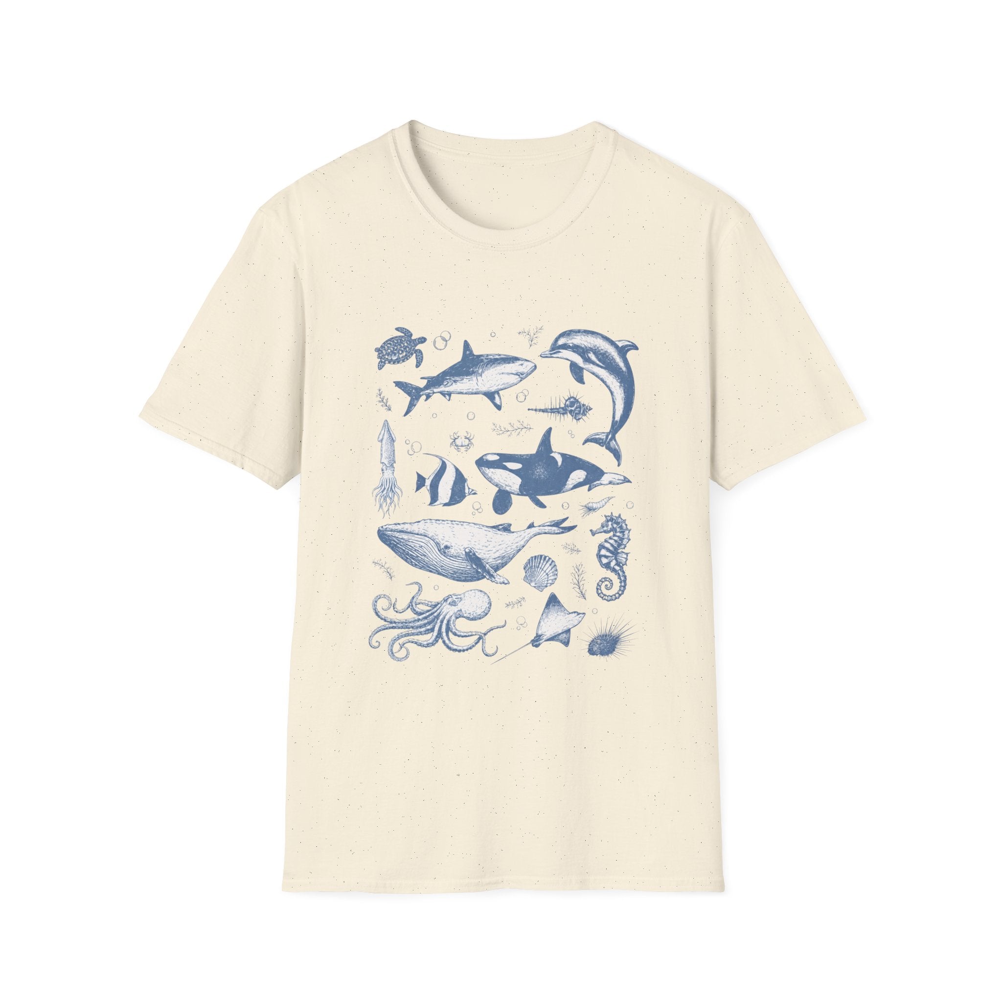 Ocean Life Tee — Vintage Marine Animals Shirt (Shark, Dolphin, Whale, Turtle)