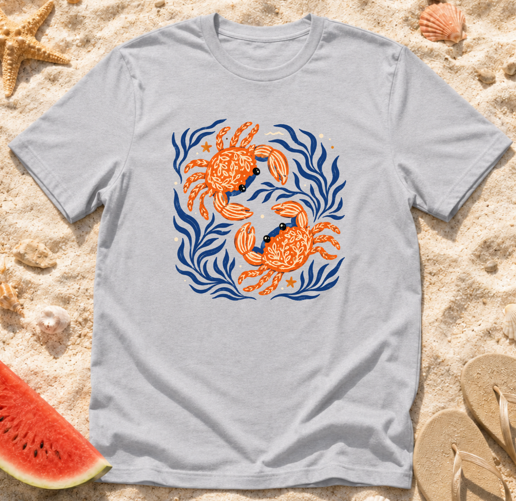 Crab Circle T-Shirt — Nautical Orange Crab Ocean Vibes Tee