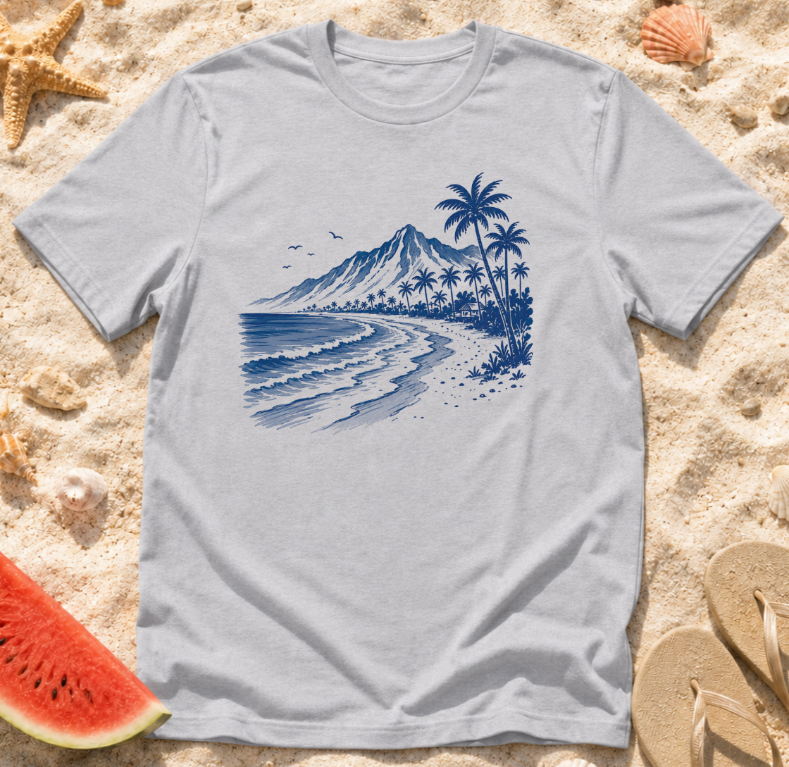 Tropical Mountain Beach Scene T-Shirt