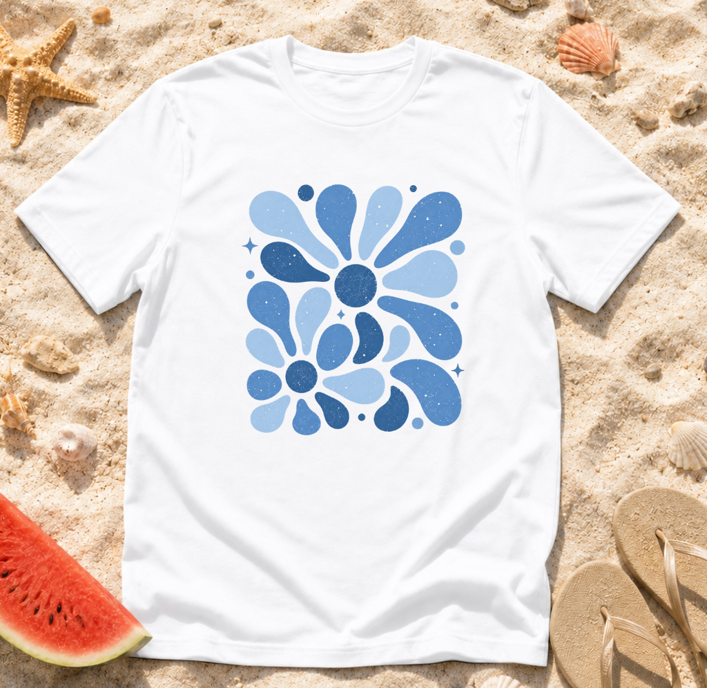 Blue Retro Floral T-Shirt