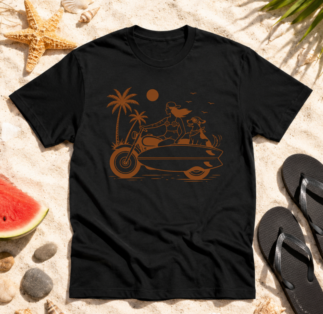 Beach Motorcycle Sidecar T-Shirt