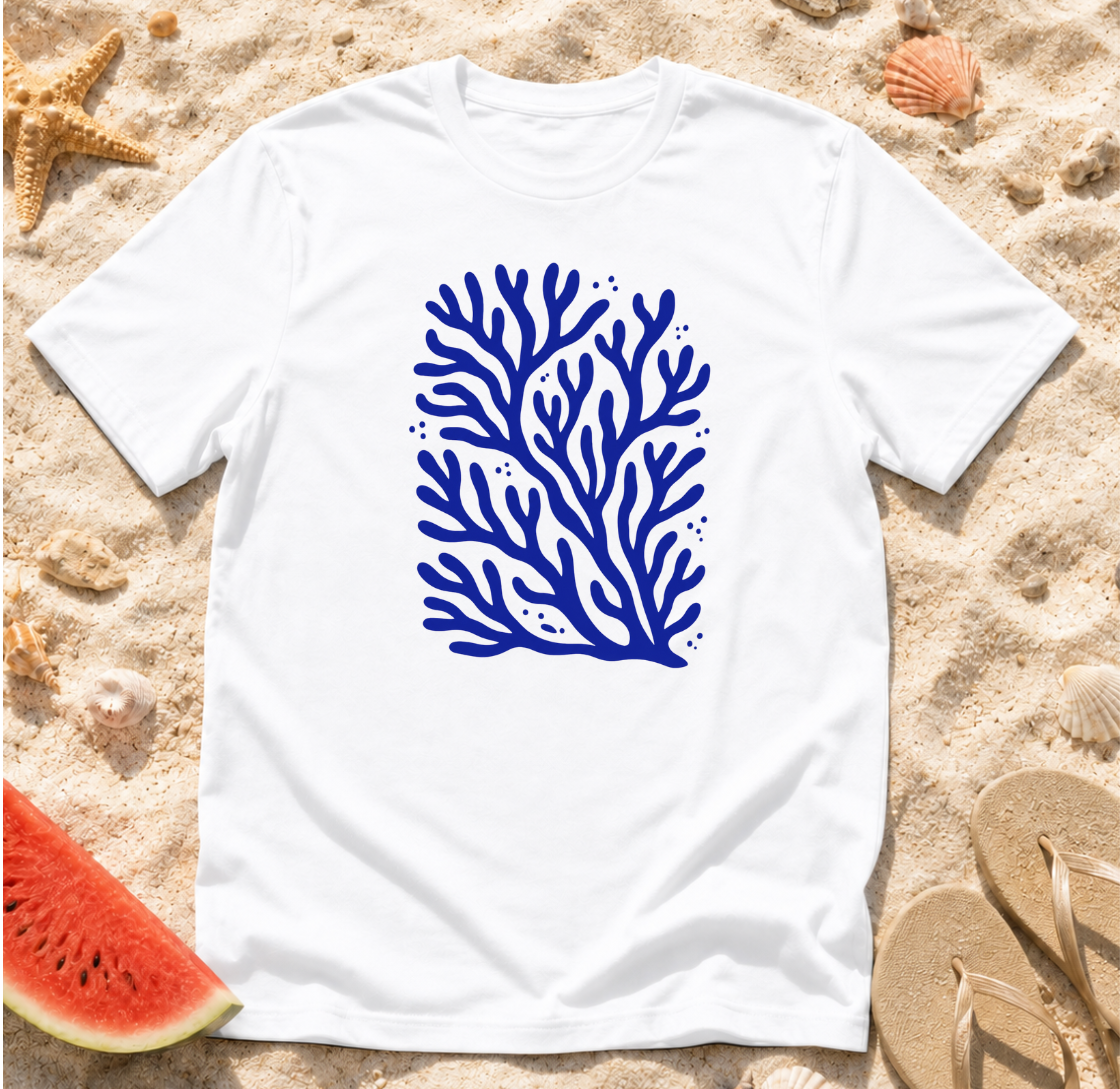 Coral Reef Blue Seaweed Art T-Shirt