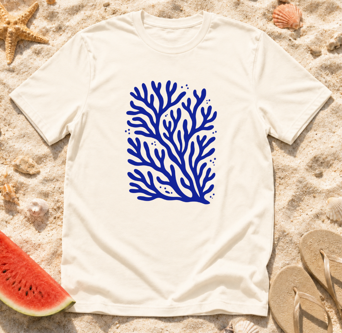 Coral Reef Blue Seaweed Art T-Shirt