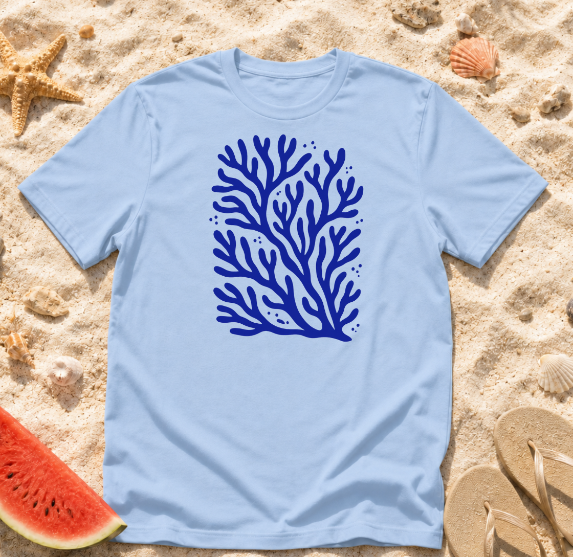 Coral Reef Blue Seaweed Art T-Shirt