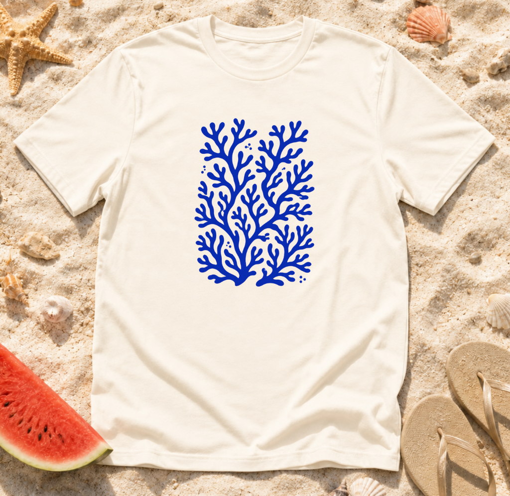 Coral Reef Blue Seaweed Beach T-Shirt
