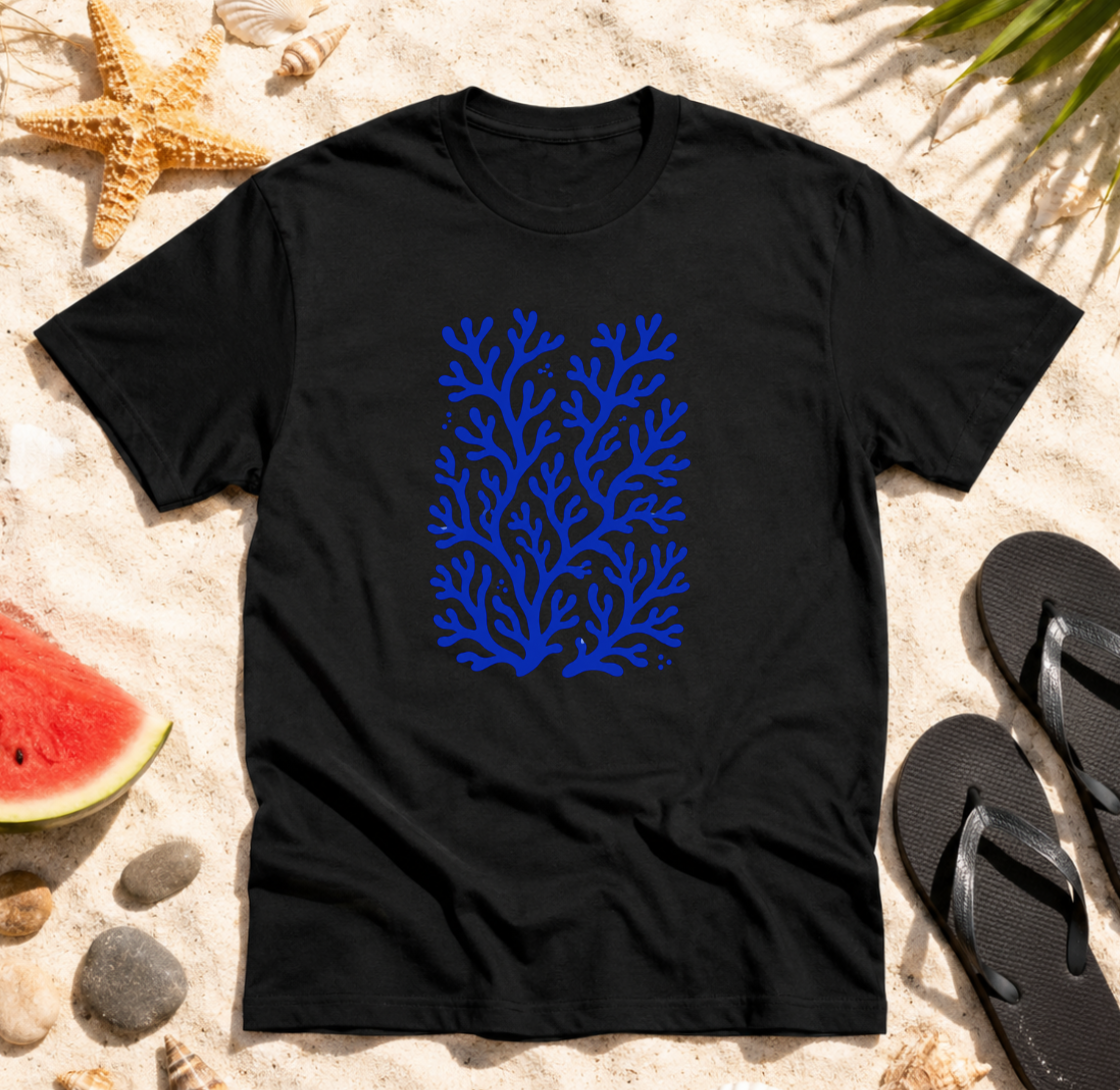 Coral Reef Blue Seaweed Beach T-Shirt