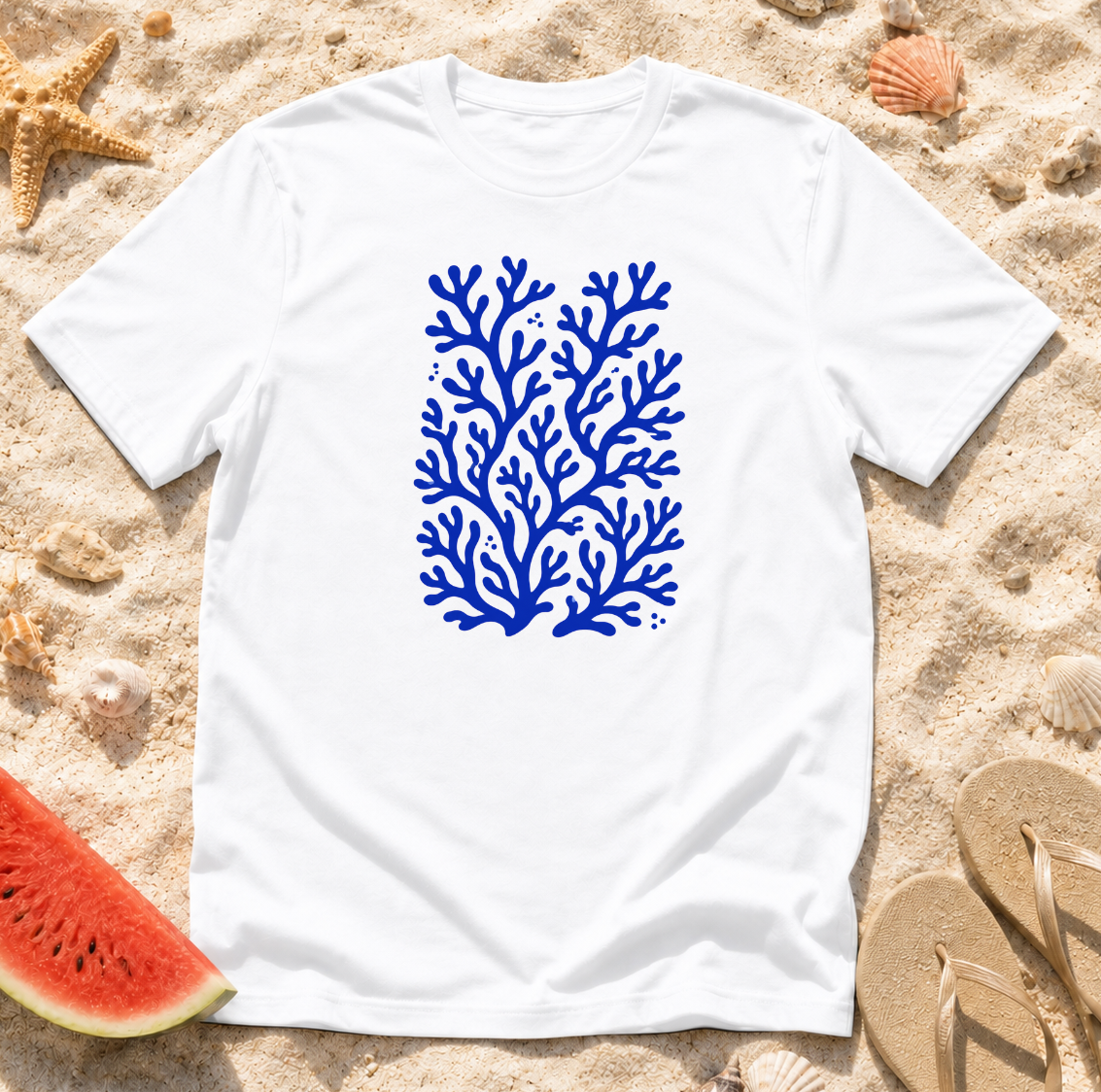 Coral Reef Blue Seaweed Beach T-Shirt