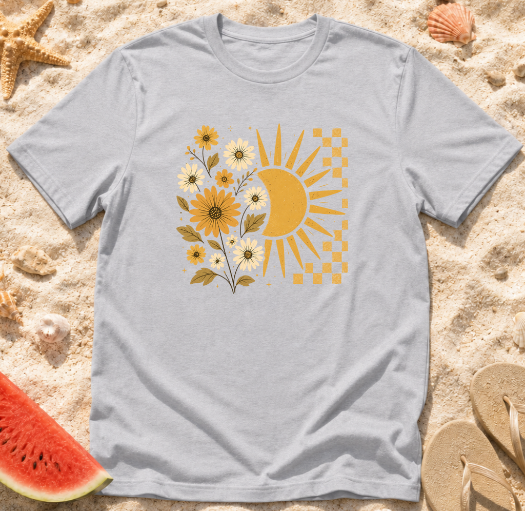 Sunflower and Sun Checkerboard T-Shirt