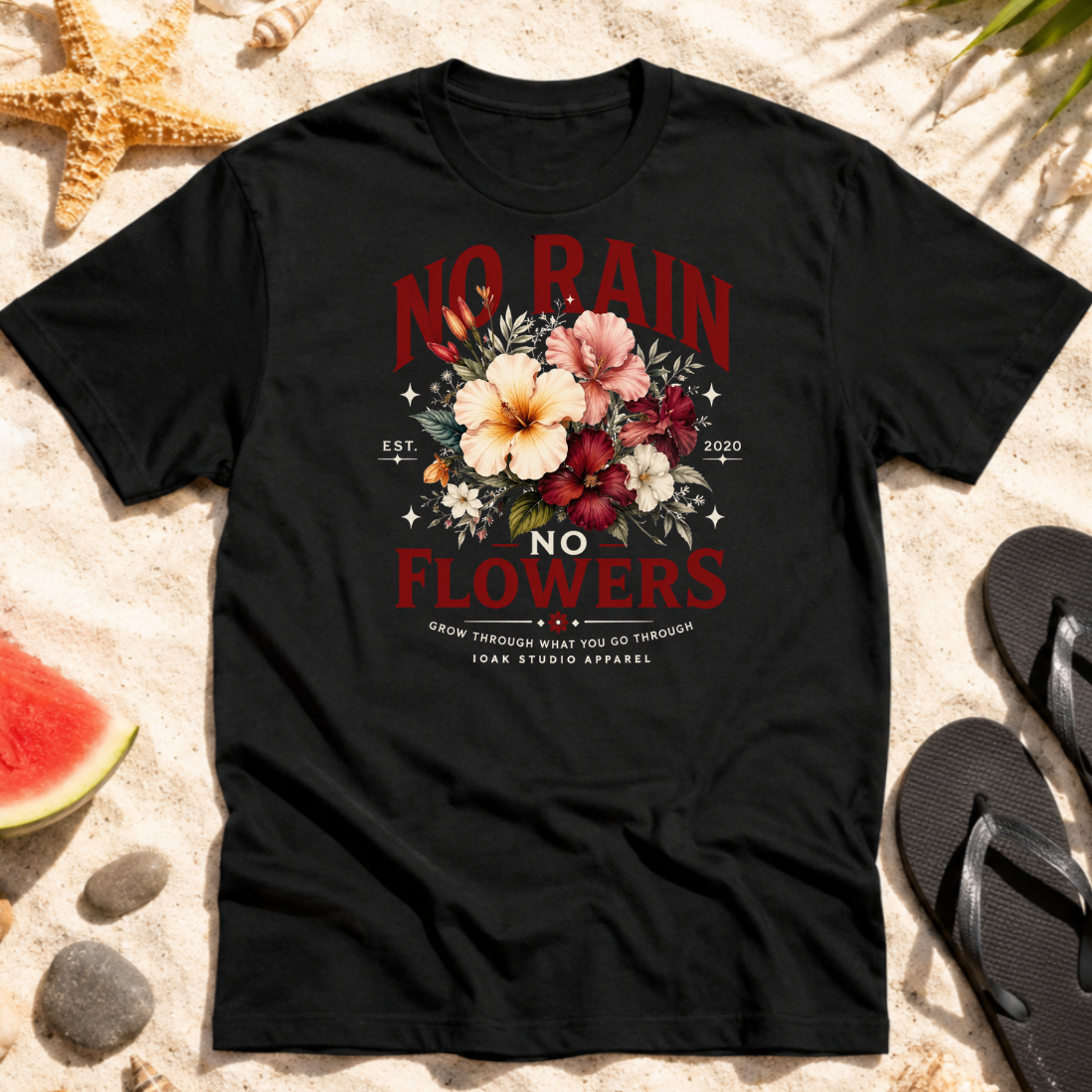 No Rain No Flowers Vintage Floral T-Shirt