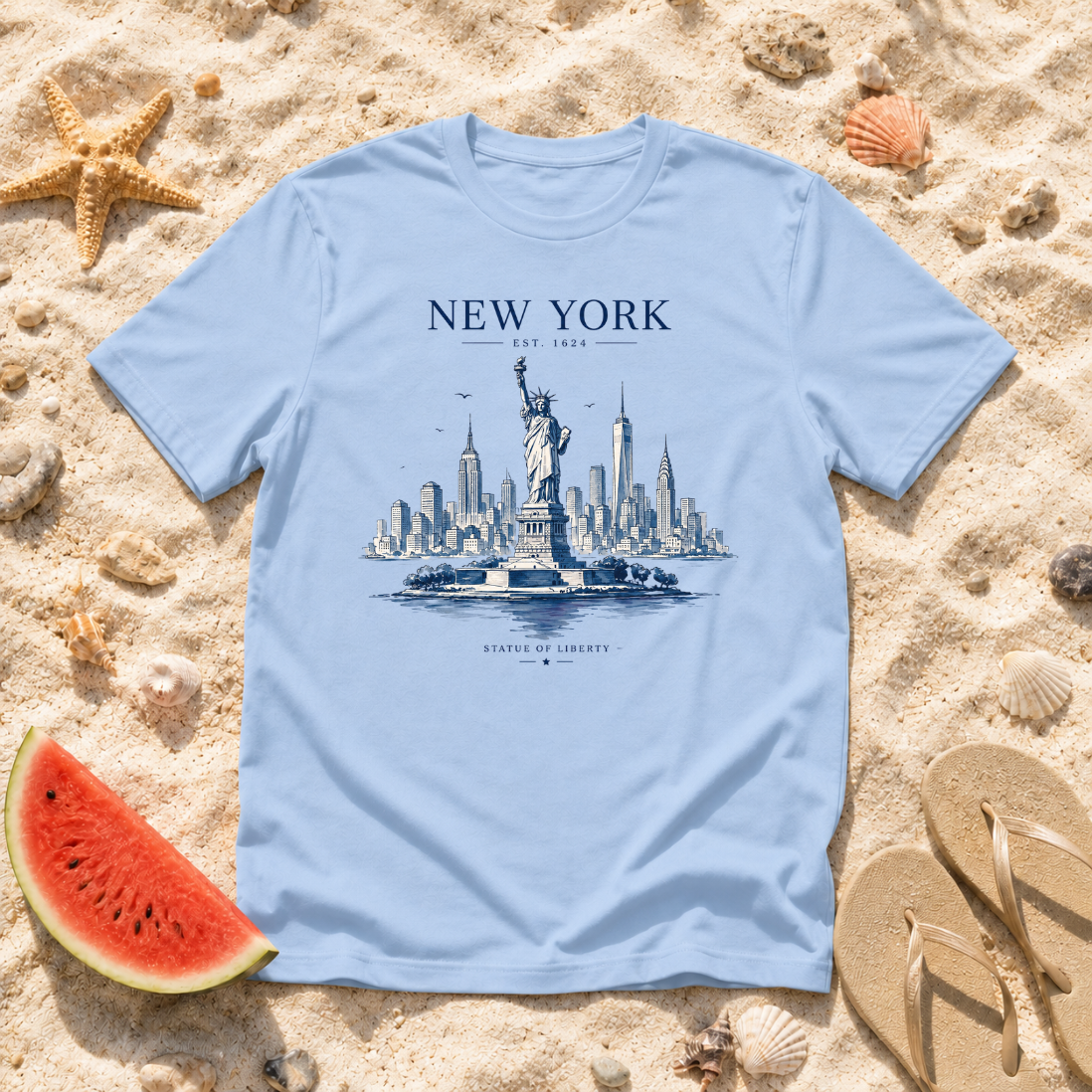 New York Skyline Statue of Liberty T-Shirt
