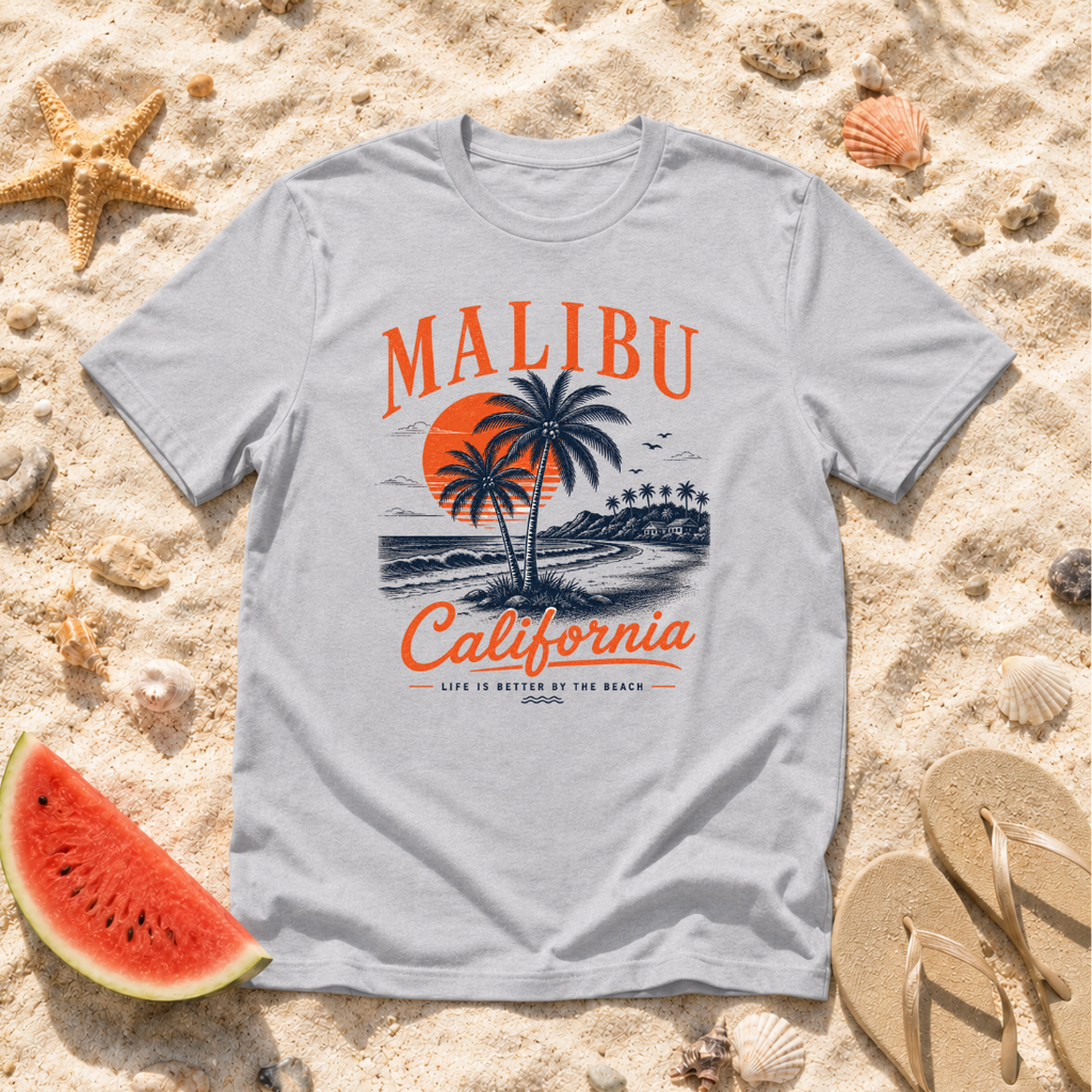 Malibu California Palm Tree Sunset T-Shirt
