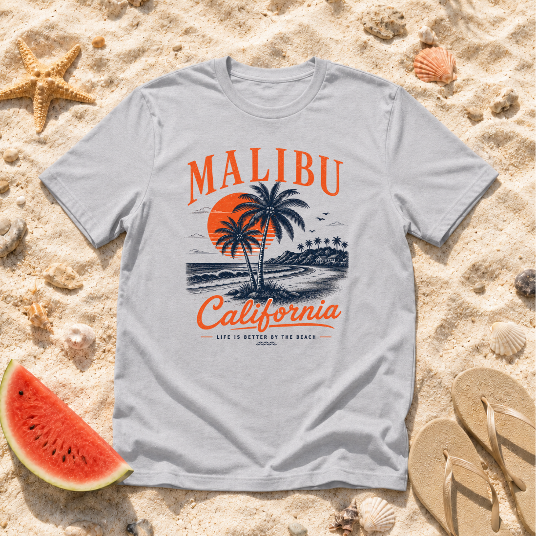 Malibu California Palm Tree Sunset T-Shirt