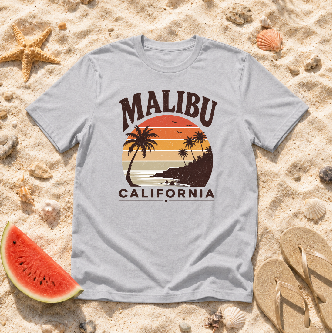 Malibu California Retro Sunset T-Shirt