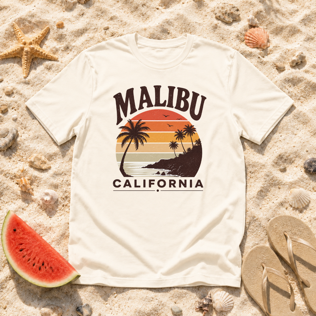Malibu California Retro Sunset T-Shirt