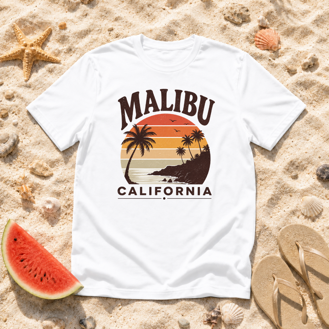 Malibu California Retro Sunset T-Shirt