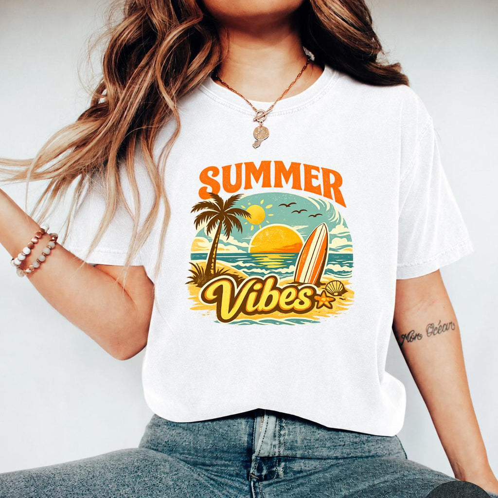 Summer Vibes T-Shirt, Beach Vacation Retro Surf Tee, Coastal Vibes Shirt