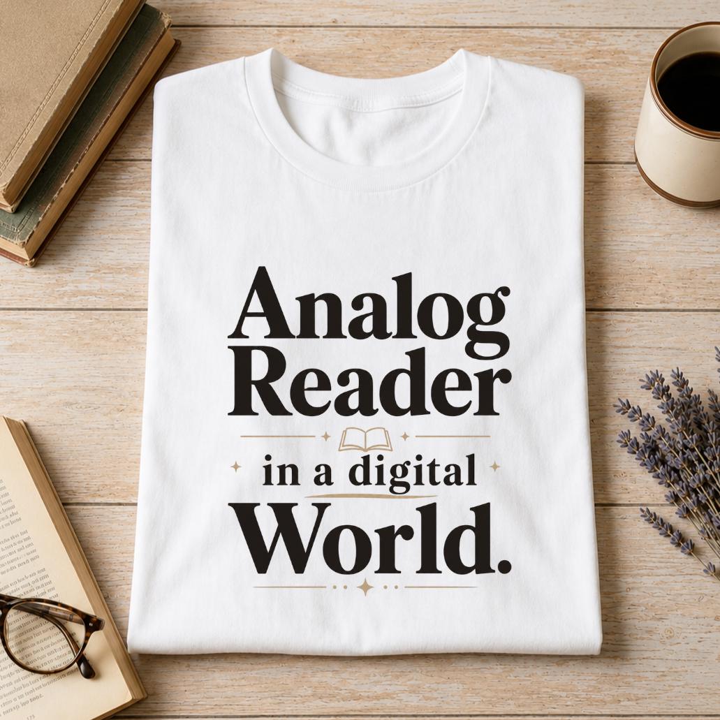Analog Reader In A Digital World Shirt, Book Lover T-Shirt, Retro Reader Tee, Bookworm Gift, Cozy Reading Shirt, Bookish Aesthetic Tee