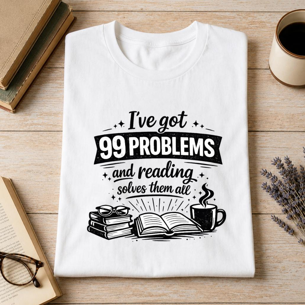 I’ve Got 99 Problems And Reading Solves Them All Shirt, Book Lover T-Shirt, Reading Tee, Cute Bookish Gift, Retro Reader Shirt, Bookworm Tee