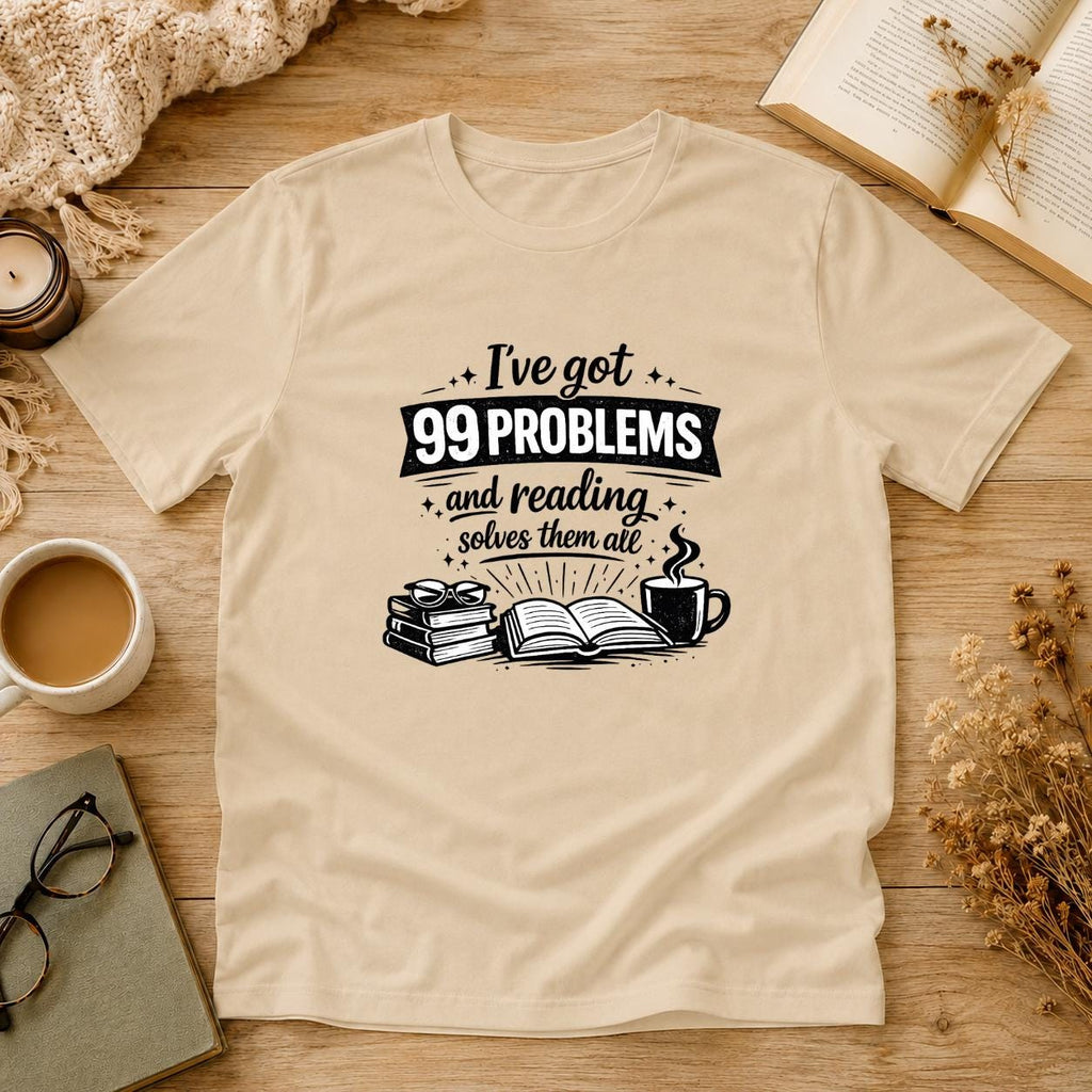 I’ve Got 99 Problems And Reading Solves Them All Shirt, Book Lover T-Shirt, Reading Tee, Cute Bookish Gift, Retro Reader Shirt, Bookworm Tee