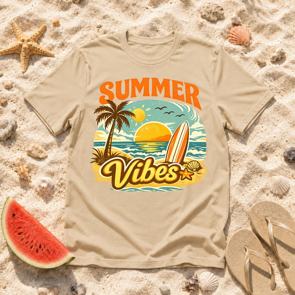 Summer Vibes T-Shirt, Beach Vacation Retro Surf Tee, Coastal Vibes Shirt