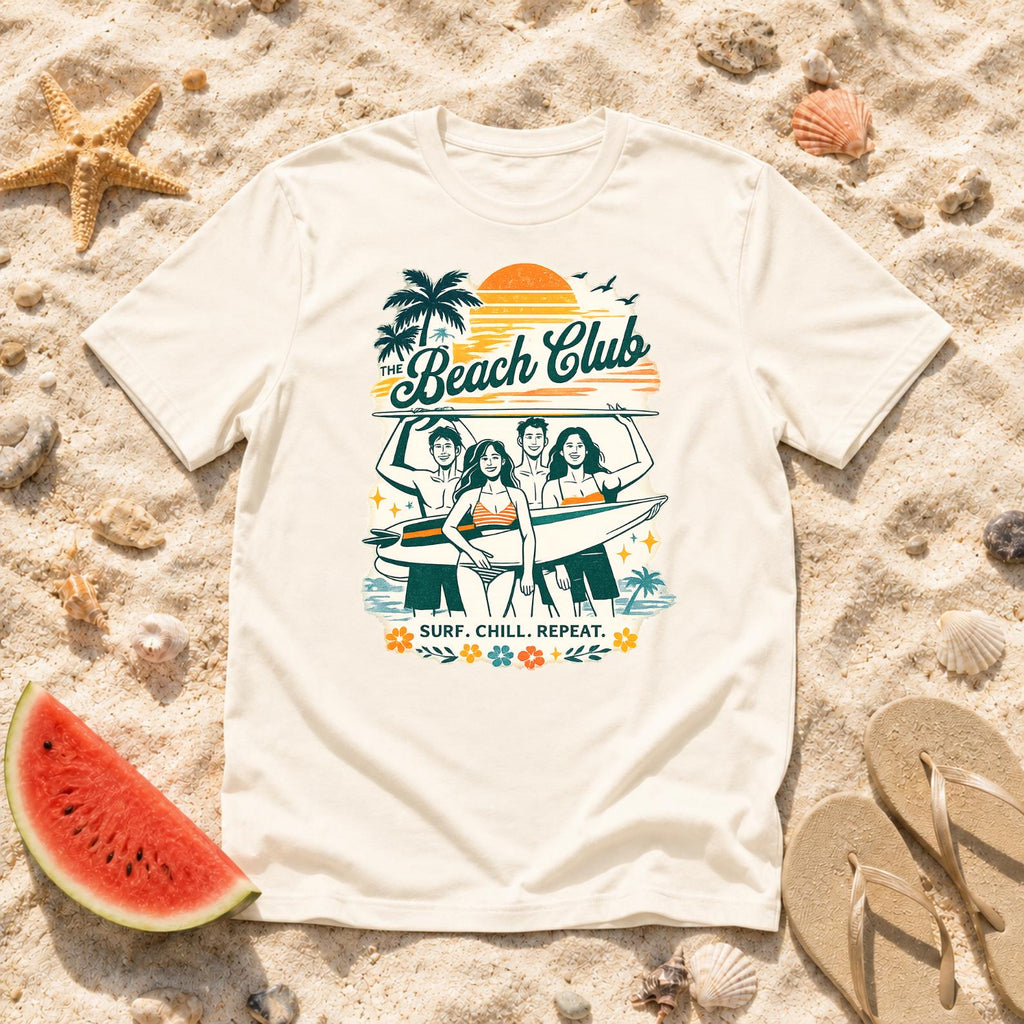 Beach Club Shirt, Summer Vacation T-Shirt, Beach Vibes Tee, Coastal Summer Shirt, Tropical Vacation Tee, Beach Lover Gift