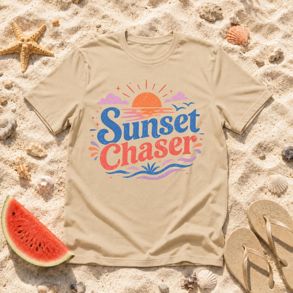 Sunset Chaser T-Shirt, Beach Vacation Retro Surf Tee, Coastal Vibes Shirt