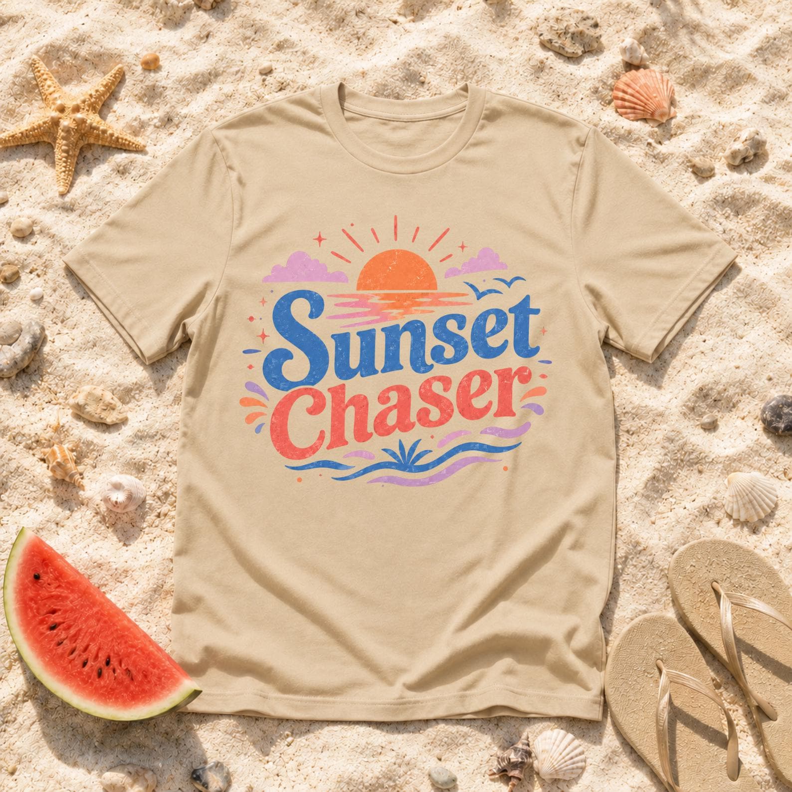 Sunset Chaser T-Shirt, Beach Vacation Retro Surf Tee, Coastal Vibes Shirt