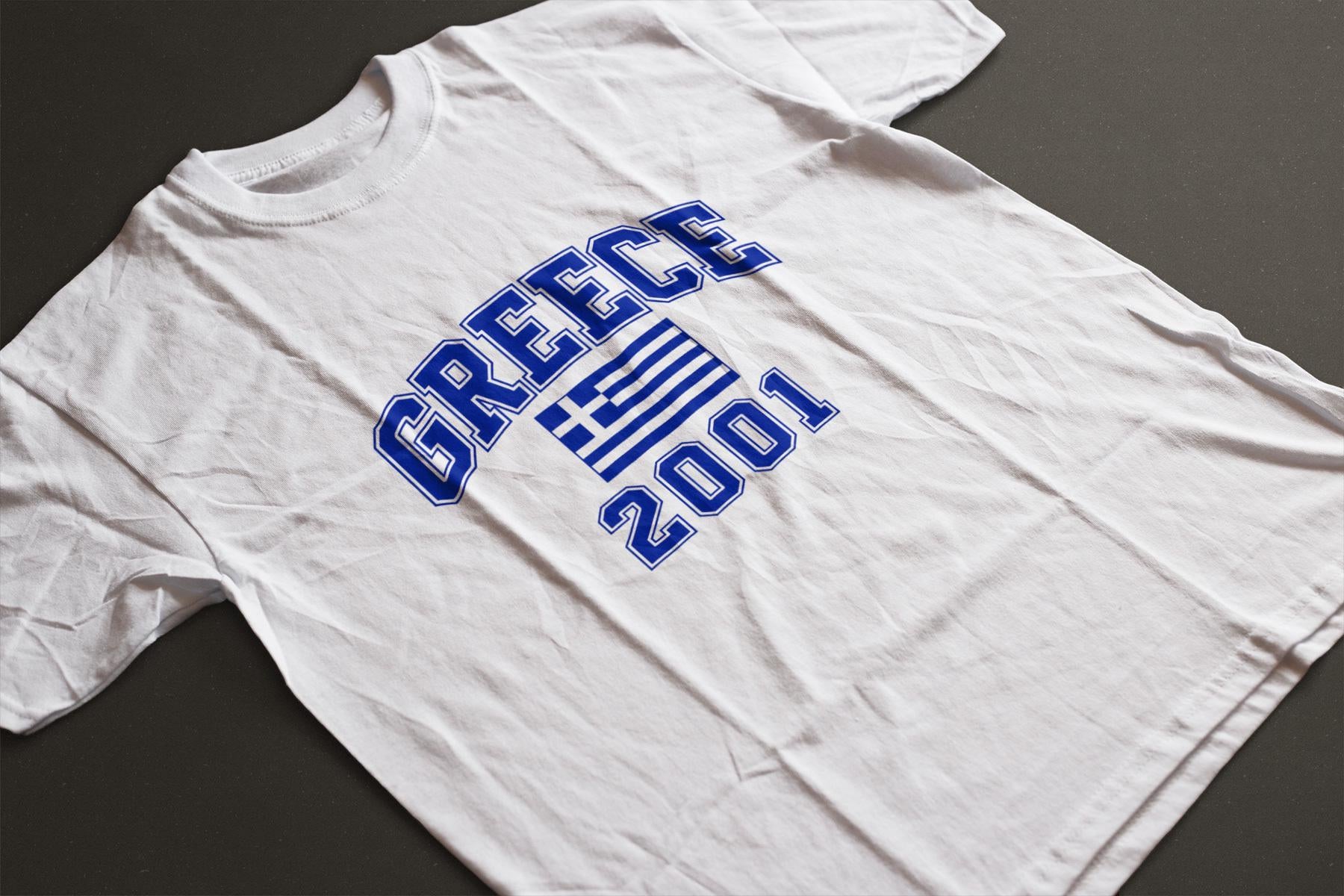 Custom Greece Birth Year T-Shirt, Personalized Greece Flag Tee, Y2K Greece Country Shirt, Custom Year Graphic Top