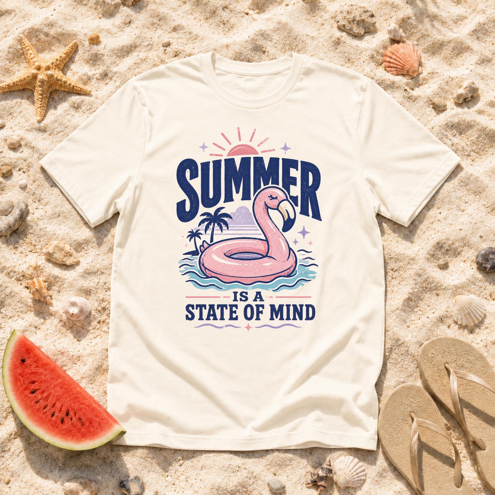 Summer Is A State Of Mind T-Shirt, Beach Vacation Retro Surf Tee, Coastal Vibes Shirt