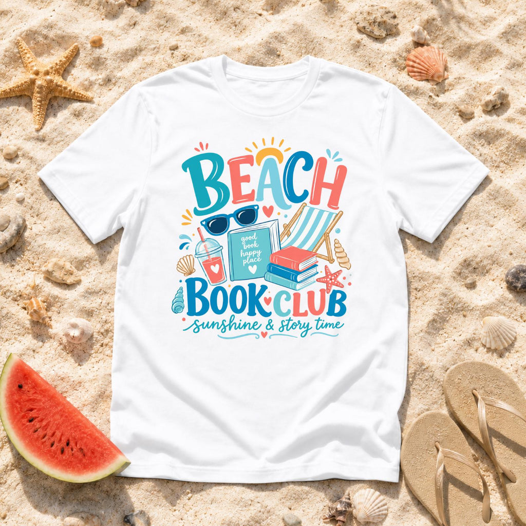 Beach Book Club Shirt, Summer Reading T-Shirt, Beach Lover Tee, Vacation Reader Shirt, Coastal Summer Tee, Book Lover Beach Shirt