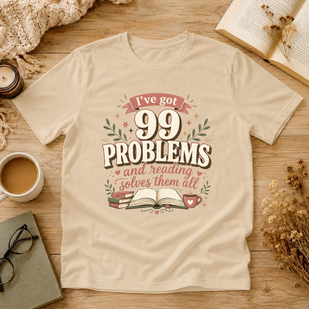 I’ve Got 99 Problems And Reading Solves Them All Shirt, Book Lover T-Shirt, Reading Tee, Cute Bookish Gift, Retro Reader Shirt, Bookworm Tee