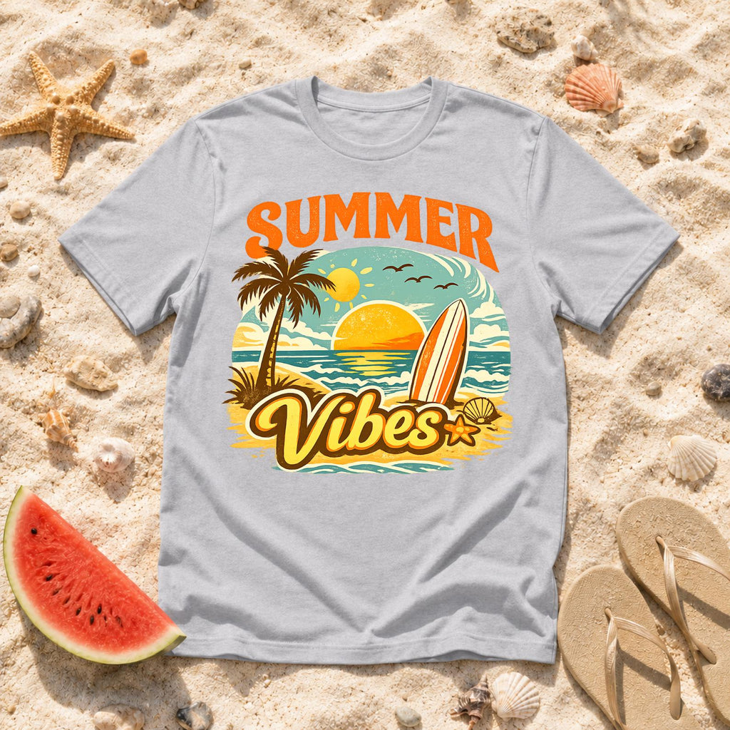 Summer Vibes T-Shirt, Beach Vacation Retro Surf Tee, Coastal Vibes Shirt
