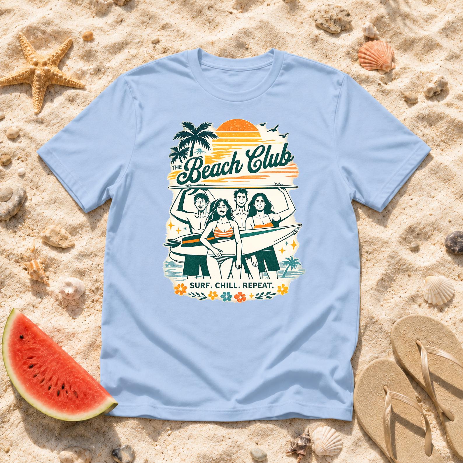 Beach Club Shirt, Summer Vacation T-Shirt, Beach Vibes Tee, Coastal Summer Shirt, Tropical Vacation Tee, Beach Lover Gift