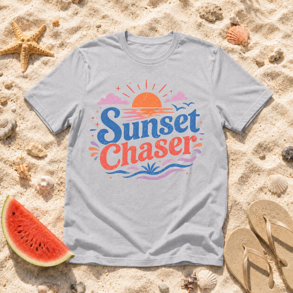 Sunset Chaser T-Shirt, Beach Vacation Retro Surf Tee, Coastal Vibes Shirt