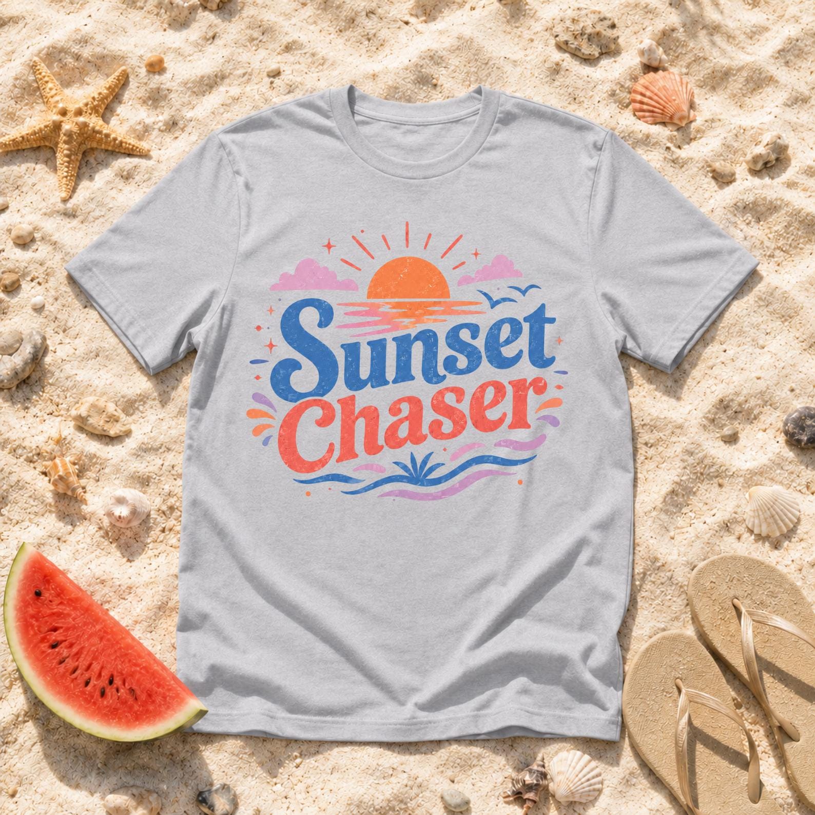 Sunset Chaser T-Shirt, Beach Vacation Retro Surf Tee, Coastal Vibes Shirt