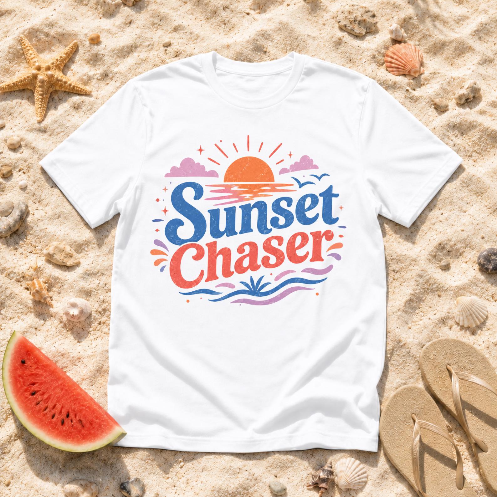 Sunset Chaser T-Shirt, Beach Vacation Retro Surf Tee, Coastal Vibes Shirt