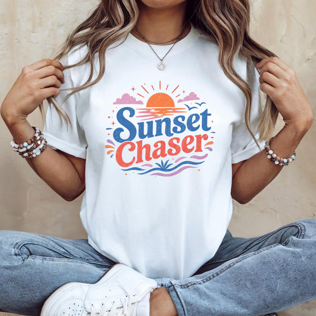 Sunset Chaser T-Shirt, Beach Vacation Retro Surf Tee, Coastal Vibes Shirt