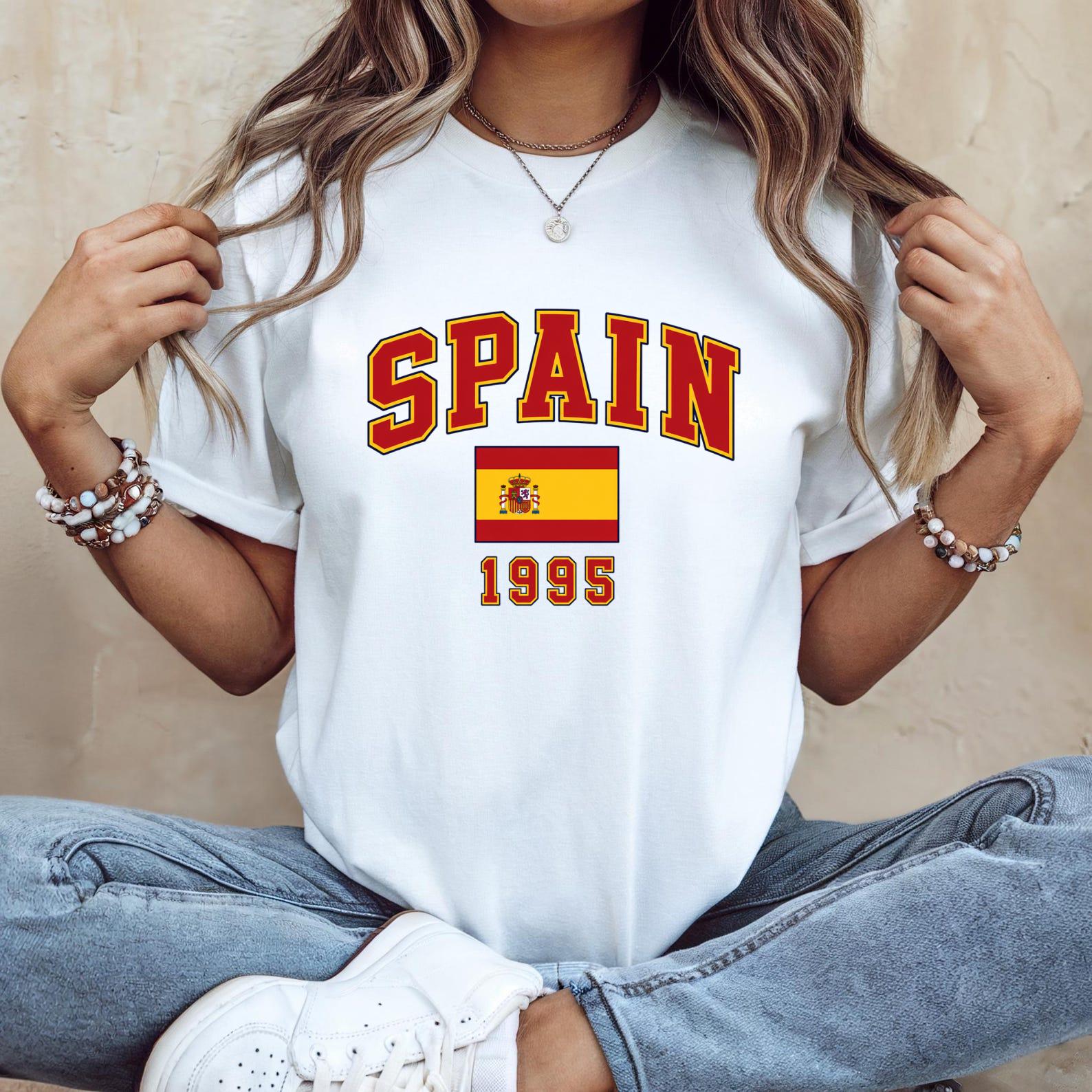 Custom Spain Birth Year T-Shirt, Personalized Spain Flag Tee, Y2K Spain Country Shirt, Custom Year Graphic Top