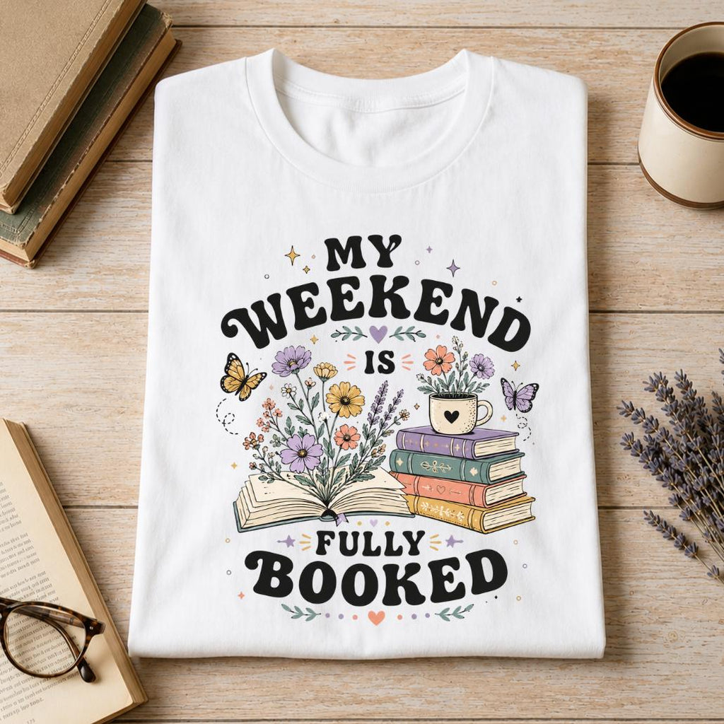 My Weekend Is Fully Booked Shirt, Book Lover T-Shirt, Funny Reader Tee, Bookworm Gift, Cozy Reading Shirt, Cute Bookish Tee