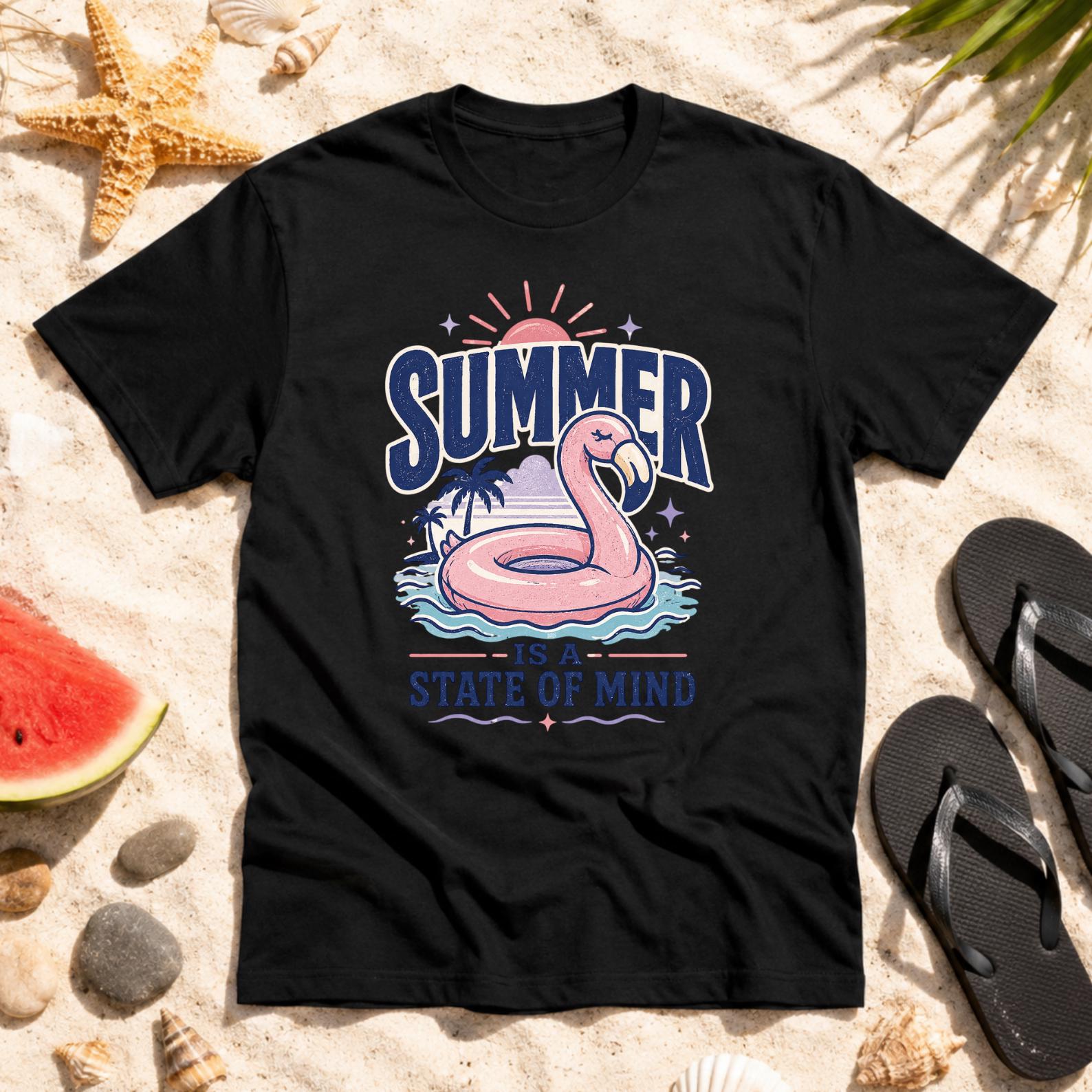 Summer Is A State Of Mind T-Shirt, Beach Vacation Retro Surf Tee, Coastal Vibes Shirt