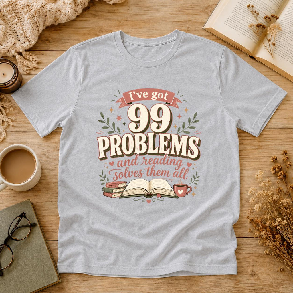 I’ve Got 99 Problems And Reading Solves Them All Shirt, Book Lover T-Shirt, Reading Tee, Cute Bookish Gift, Retro Reader Shirt, Bookworm Tee