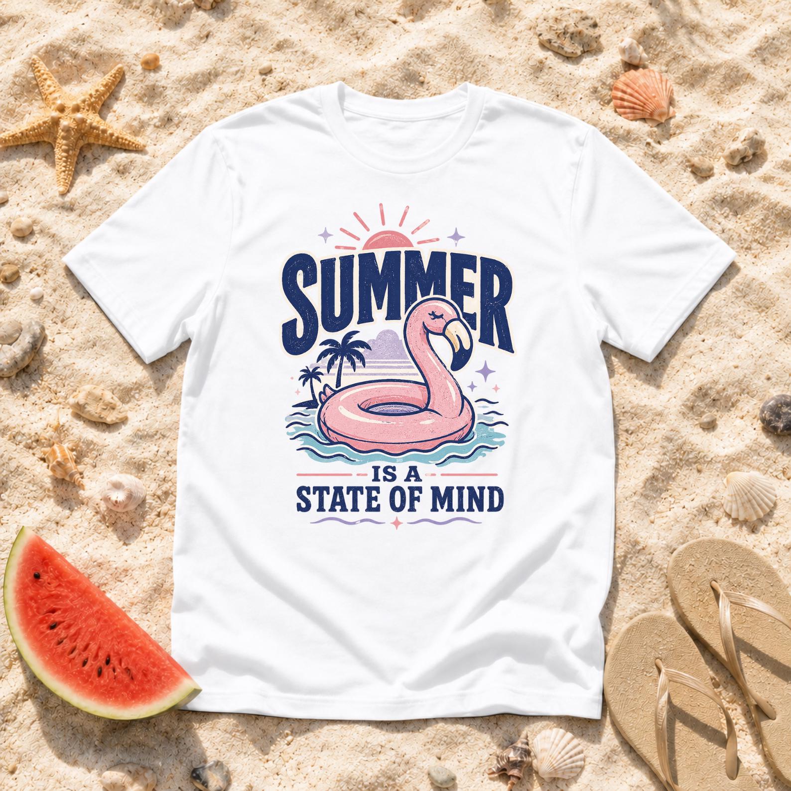 Summer Is A State Of Mind T-Shirt, Beach Vacation Retro Surf Tee, Coastal Vibes Shirt
