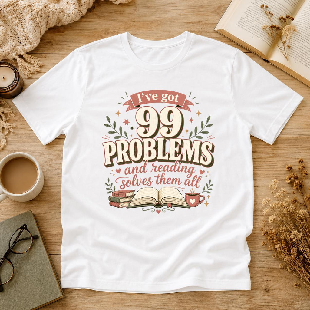 I’ve Got 99 Problems And Reading Solves Them All Shirt, Book Lover T-Shirt, Reading Tee, Cute Bookish Gift, Retro Reader Shirt, Bookworm Tee